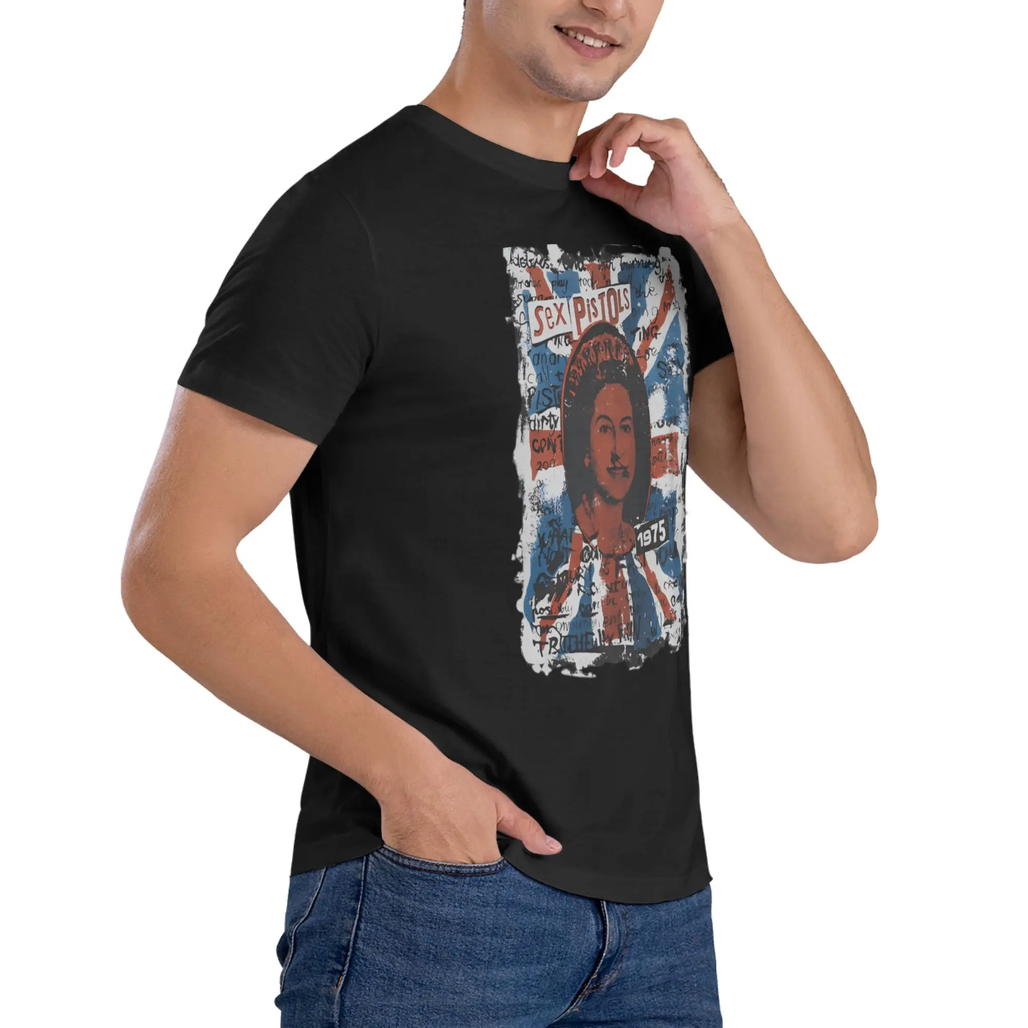 فاسق روك ريترو 80s فرقة الموسيقى أسطورة مسدسات الجنس تي شيرت القطن الخالص تي شيرت س الرقبة بلايز ملابس عادية قصيرة الأكمام