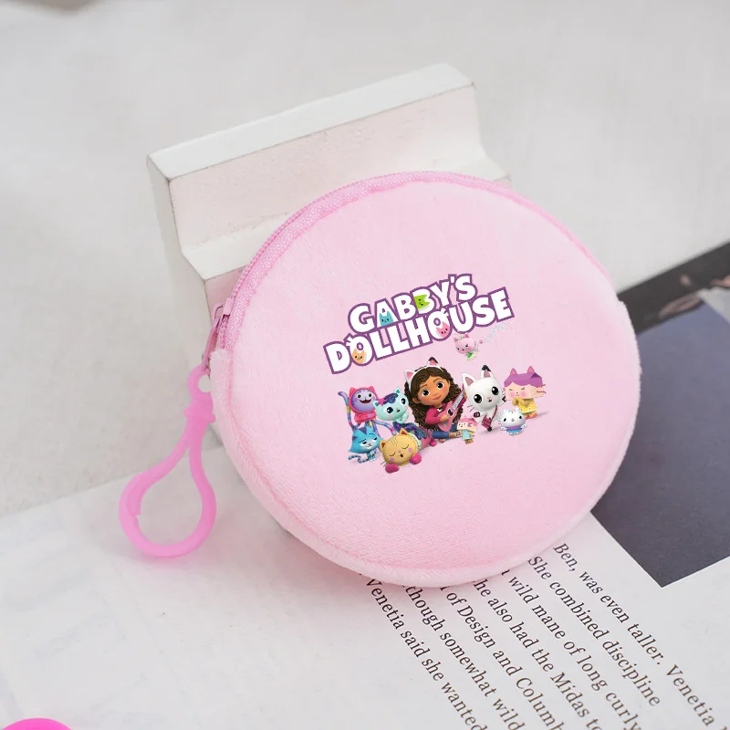 Gabby Courses House Coin Purse, Cute Cartoon, Pink, Sweet Plush, Round Zipper, Money Bag, Girls, Student, Mini Purse, Birthday Gift, Hot, Kids