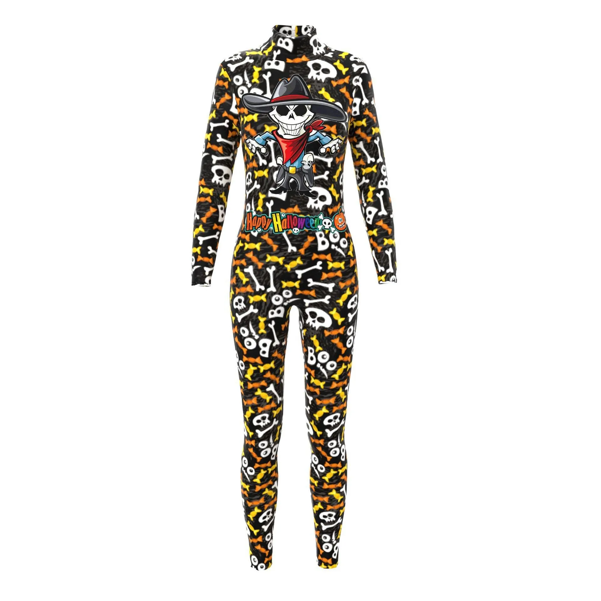 Spring and Autumn Women's Bodysuit Long Sleeve Casual Cosplay Costume Set 3D Printing Ladies One-Piece Zentai Catsuit Jumpsuits