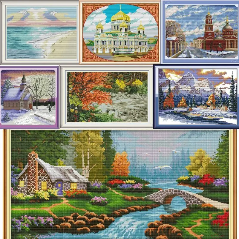 

Scenic HH03-Soulgift Pre-printed Cross Stitch Kit Easy Pattern Aida Stamped Fabric Embroidery Set-Easy To Follow-Recommended