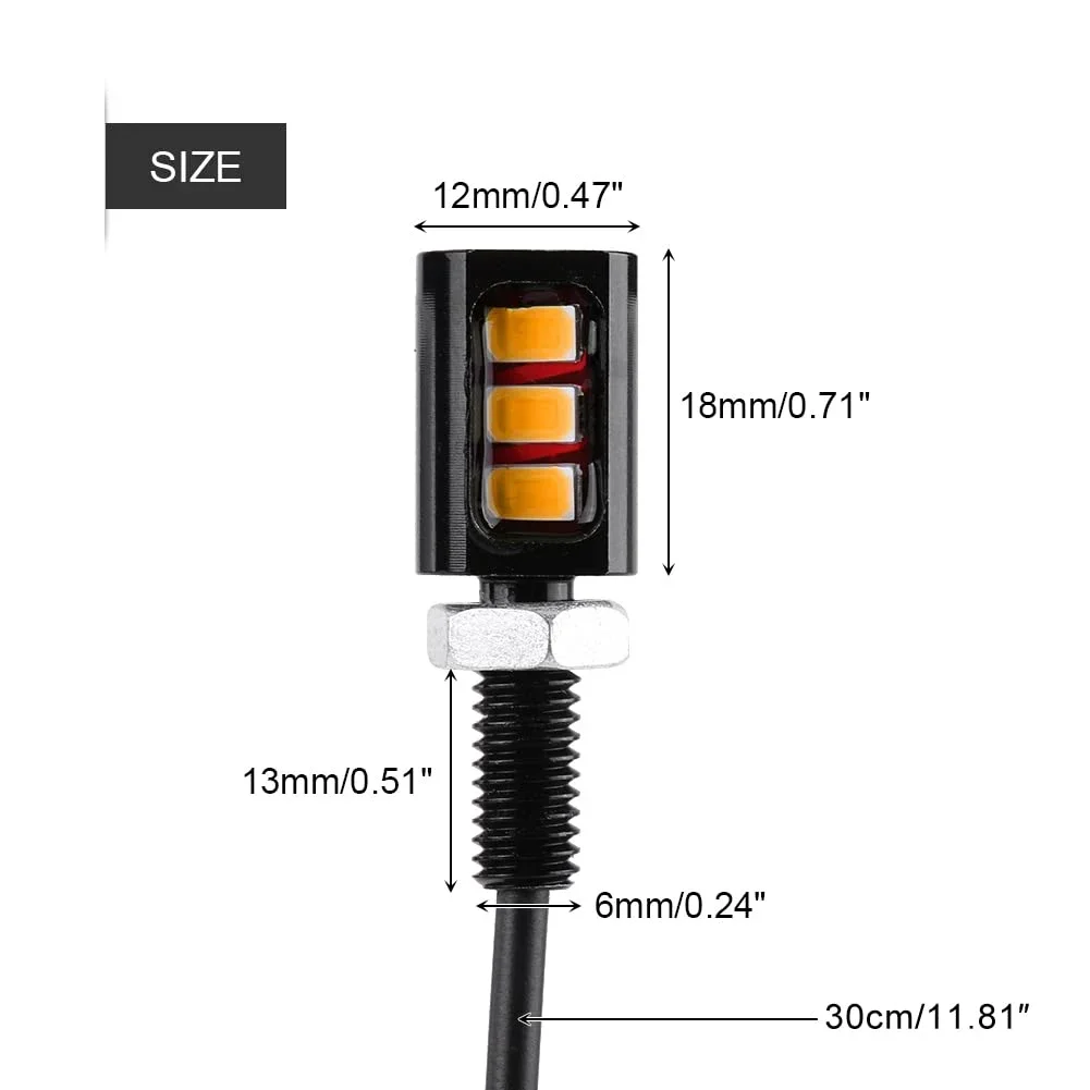 New Replacement License Plate Light Lamp Bulbs 2pcs 3LED Accessories Car Screw Bolt Waterproof Yellow/Red/Blue