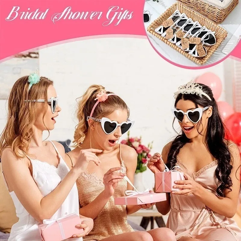 1Pc Heart Shaped Sunglasses Wedding Bridal Shower Christmas Decor Supplies Bride Bridesmaid Gift Glasses Bachelorette Party