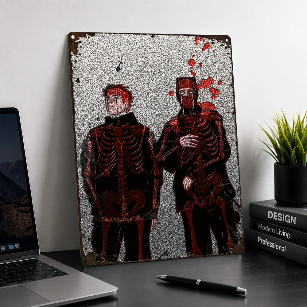 Twenty One Pilots Skeleton Duo Aluminum Poster Graphic Design Wall Art For Listening Room Customized Metal Sign Rock Fan Gift