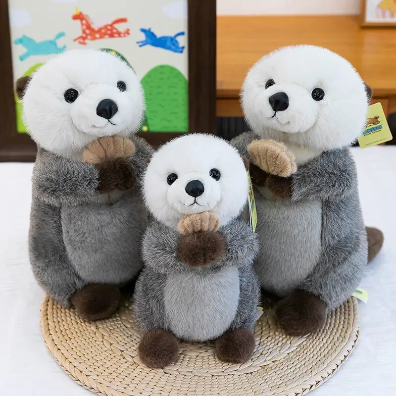 Cute White Otter Plush Toys Cartoon Stuffed Animal Fluffy Otters Plushies Doll Anime Kawaii Soft Kids Babys Accompany Toys Gifts