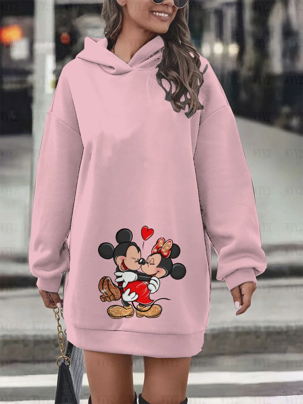 New Mickey Mouse Minnie Hoodie Dress Sweater Fashion Disney Dress Sweatshirt Dress 3d Allover Printing Women Hoodie