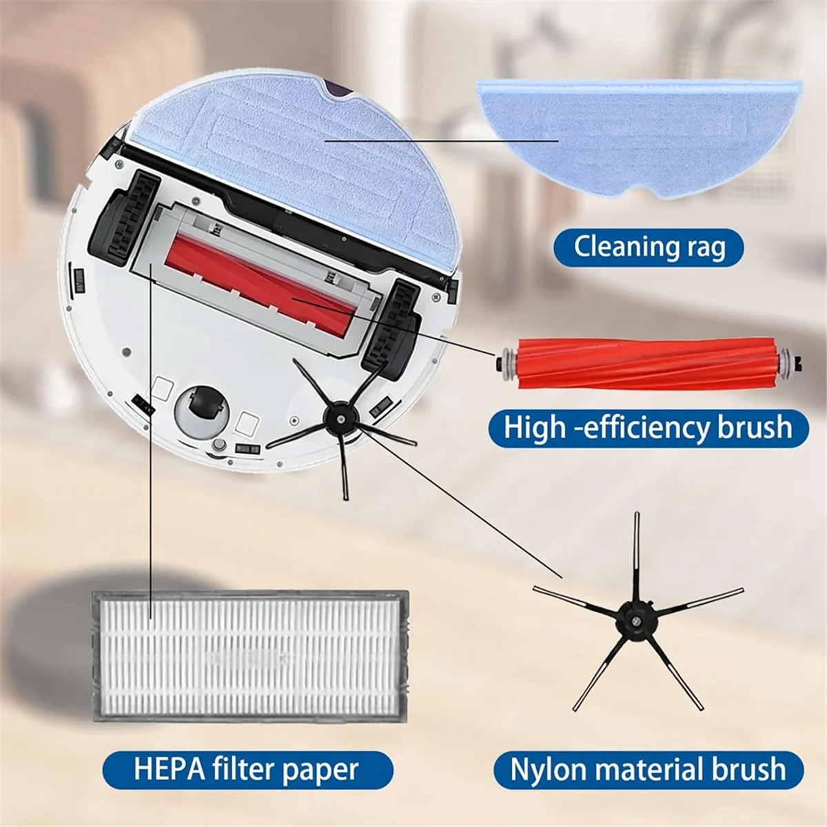Для S7 / S7 Plus S7+ / S7 Maxv Ultra / S7 MaxV / T7s Робот-пылесос / T7s / T7s Plus Основная боковая щетка Фильтры Швабры