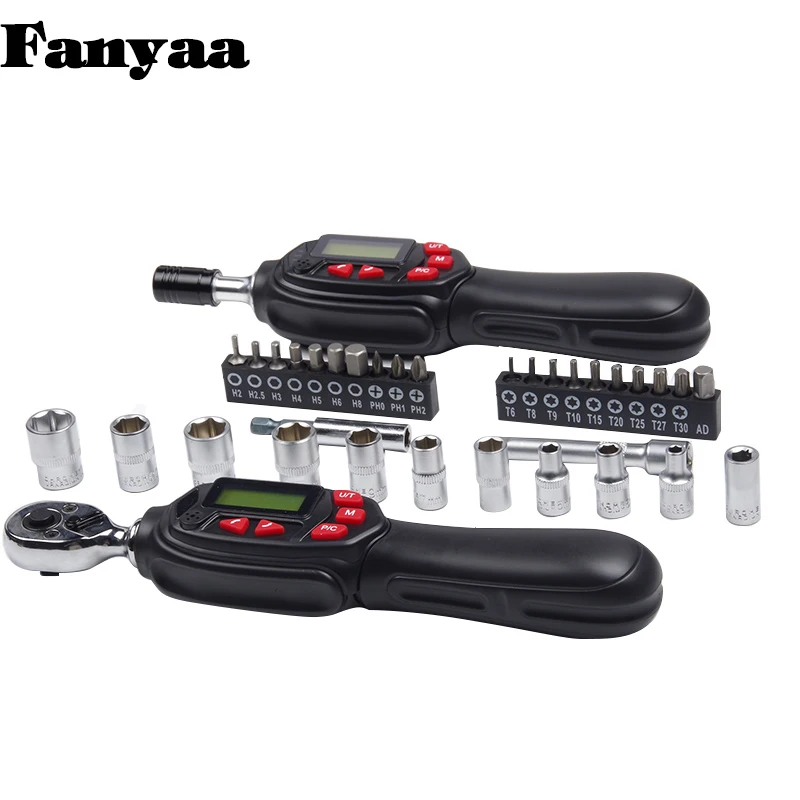 High Quality 32pc Stainless Steel Digital Torque Wrench Set Socket Bits Hard Case Customizable OEM Repair Tool Box Electric