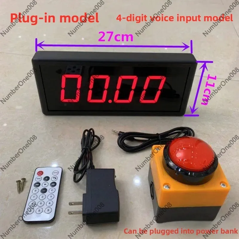 LED Competition Timer with Voice Broadcast, Plug-and-Play 6-Digit Countdown & Stopwatch for Sports Training & Games