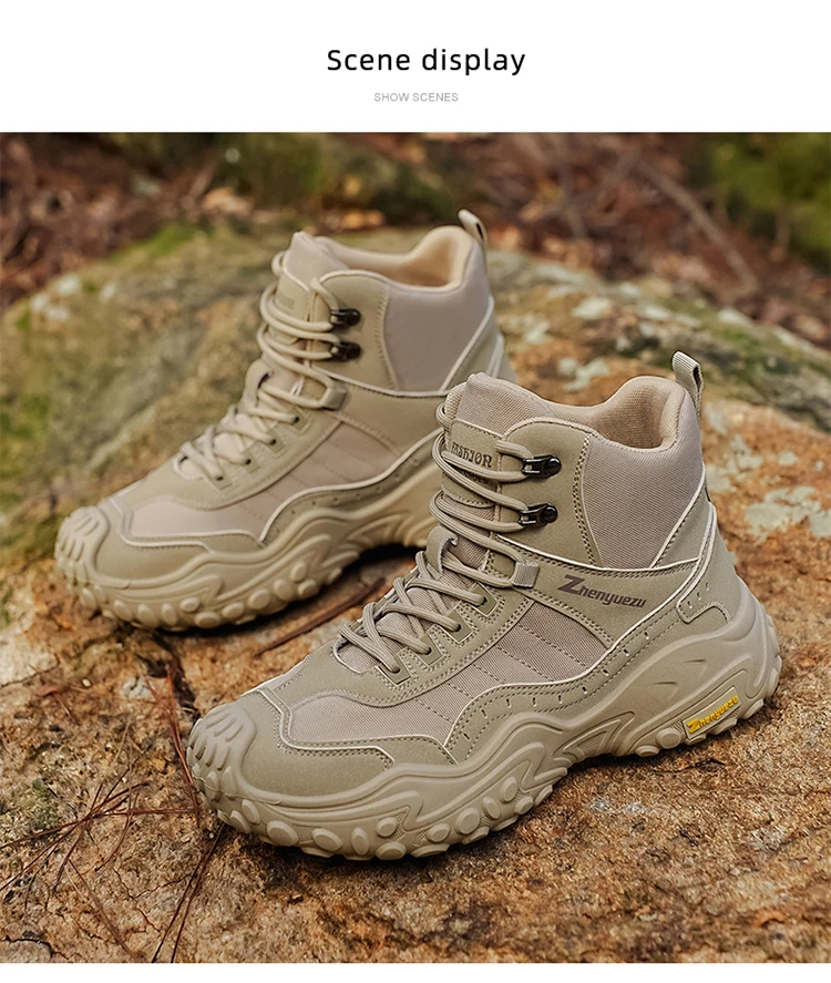 Modische Herren-High-Top-Stiefel mit dicker Sohle, abriebfest, bequem und atmungsaktiv, ideal für Outdoor-Abenteuer, Camping und Wandern. – Detail 20