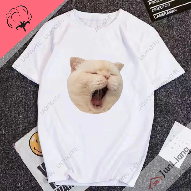 100% Cotton Youthful Woman Clothes for Women Huh Cat Meme Hot Sale Novelty Hip Hop Top Y2k Tops Female Clothing Harajuku Fashion