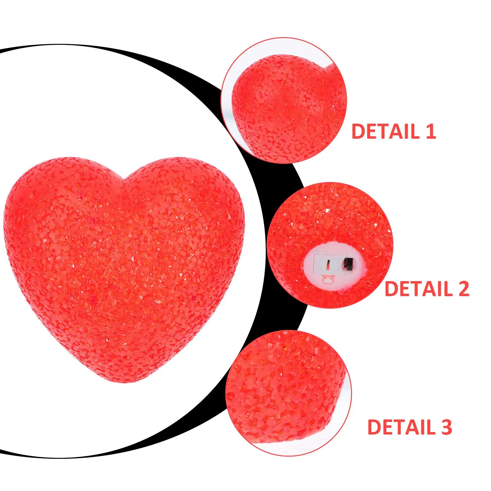 Lampada da notte a forma di cuore rosso, dimensioni 8 cm, decorazione di San Valentino, luce a LED per la casa, giardino, camera da letto, tavolo, lampada da scrivania