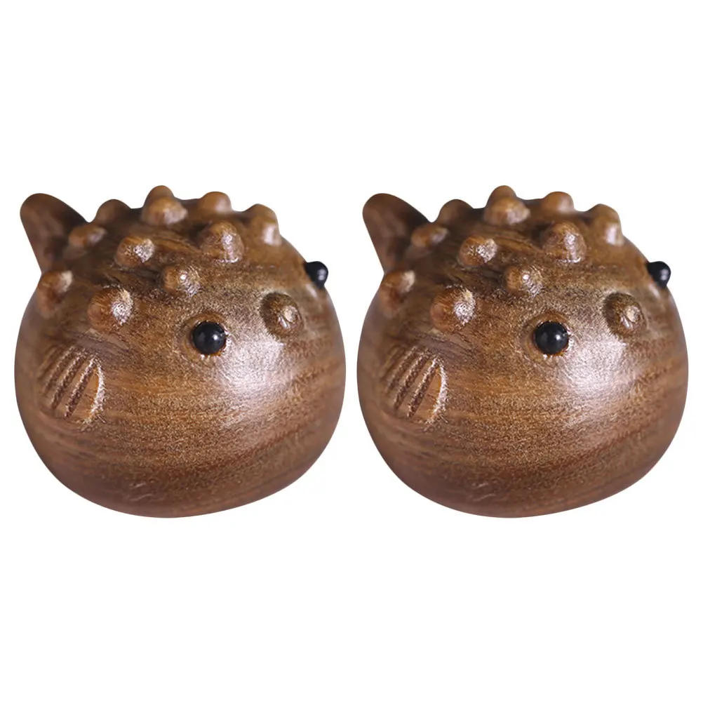 

2pcs Wooden Globefish Ornament Premium Handcrafted Decorative Fish For Home Desk Study Living Room Wood Craft Household