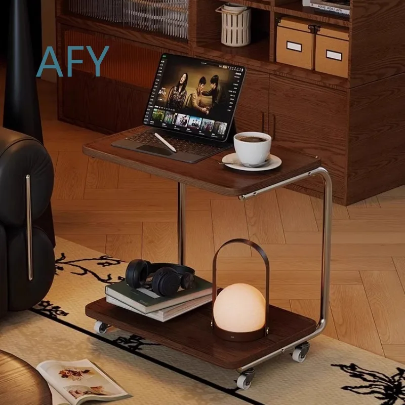 heavy-steel-side-table-double-layer-rolling-cart-retro-sofa-end-stand-with-guarded-edge-bedside-cabinet-for-small-spaces-for