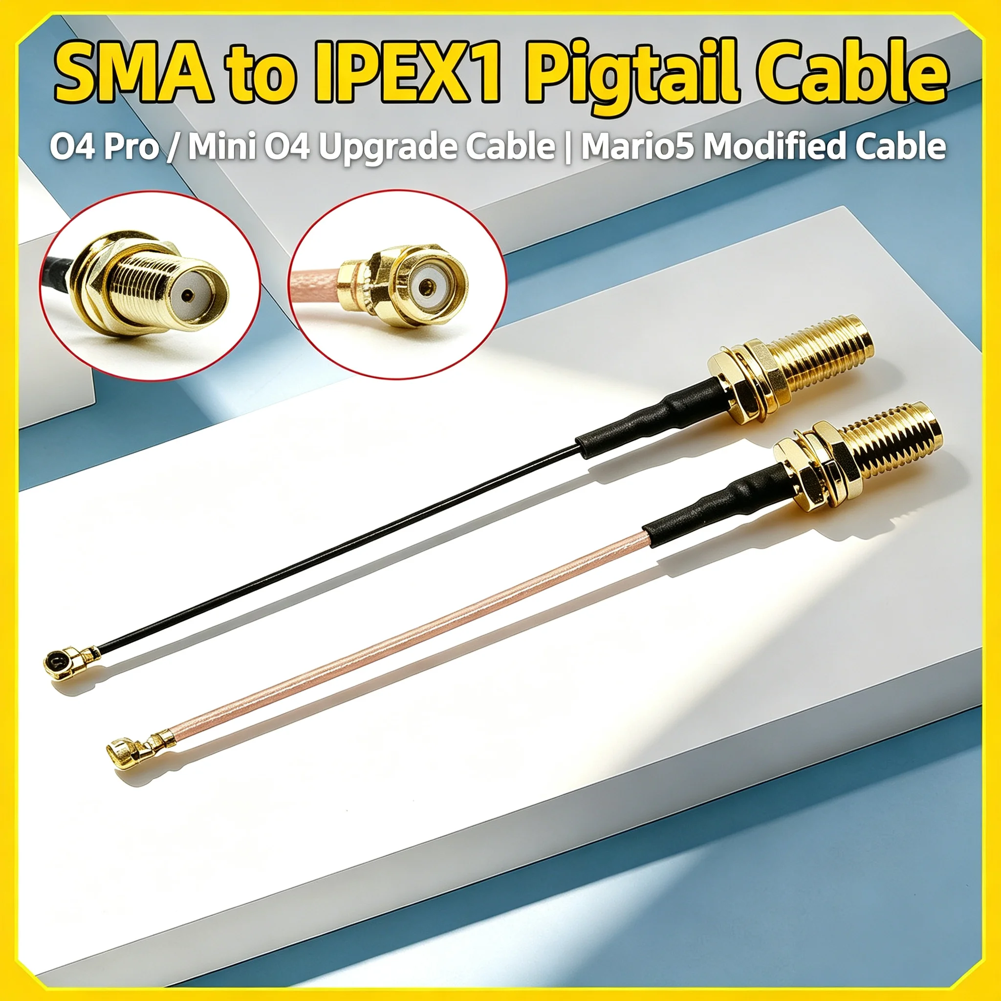 FPV Drone MMCX to SMA Antenna Adapter Cable, IPEX to SMA Pigtail RF Connector Jumper Wire for WiFi/GSM Antennas