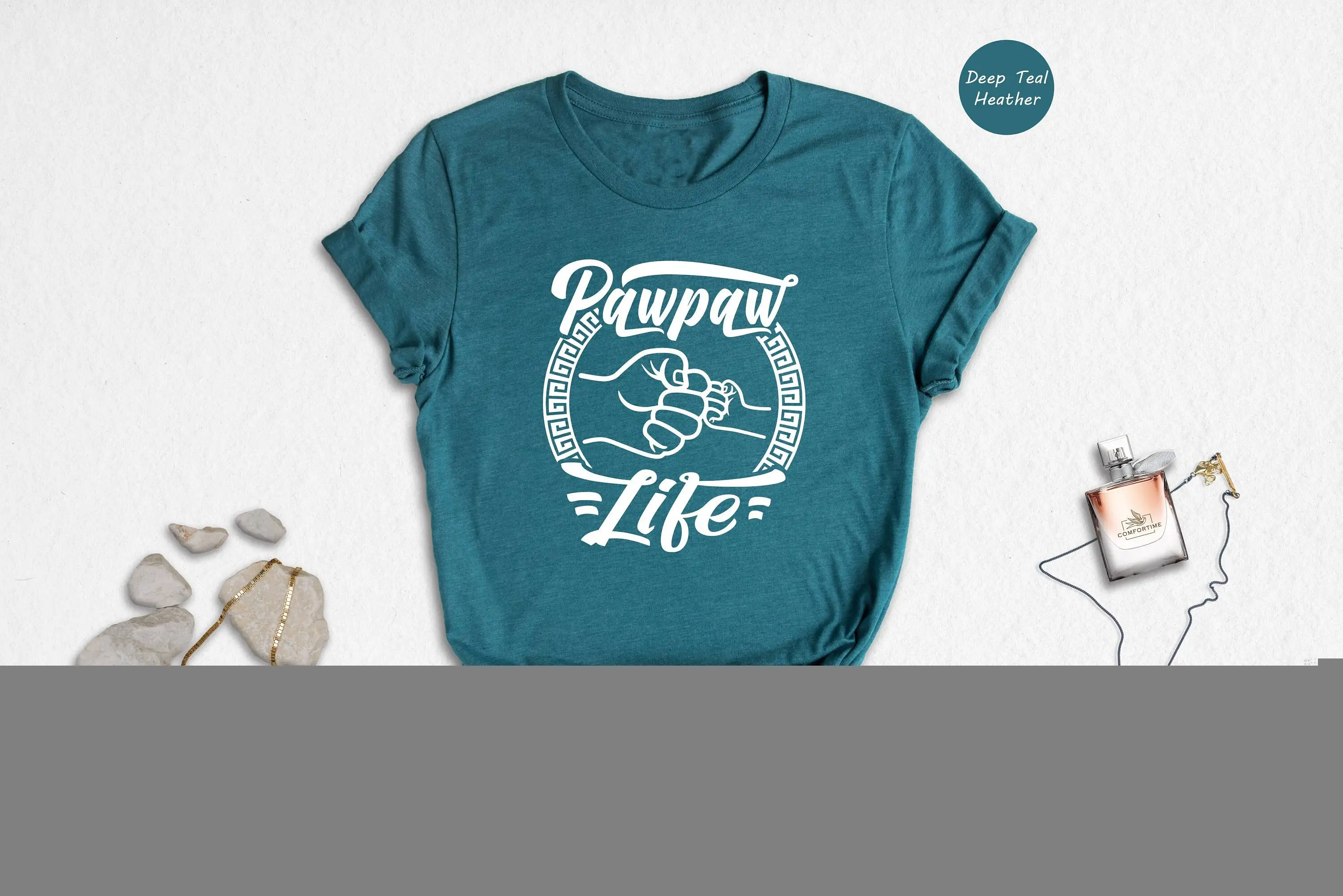 تي شيرت Pawpaw Life Fist Bump تي شيرت لعيد الأب وإعلان الأب والطفل الجديد