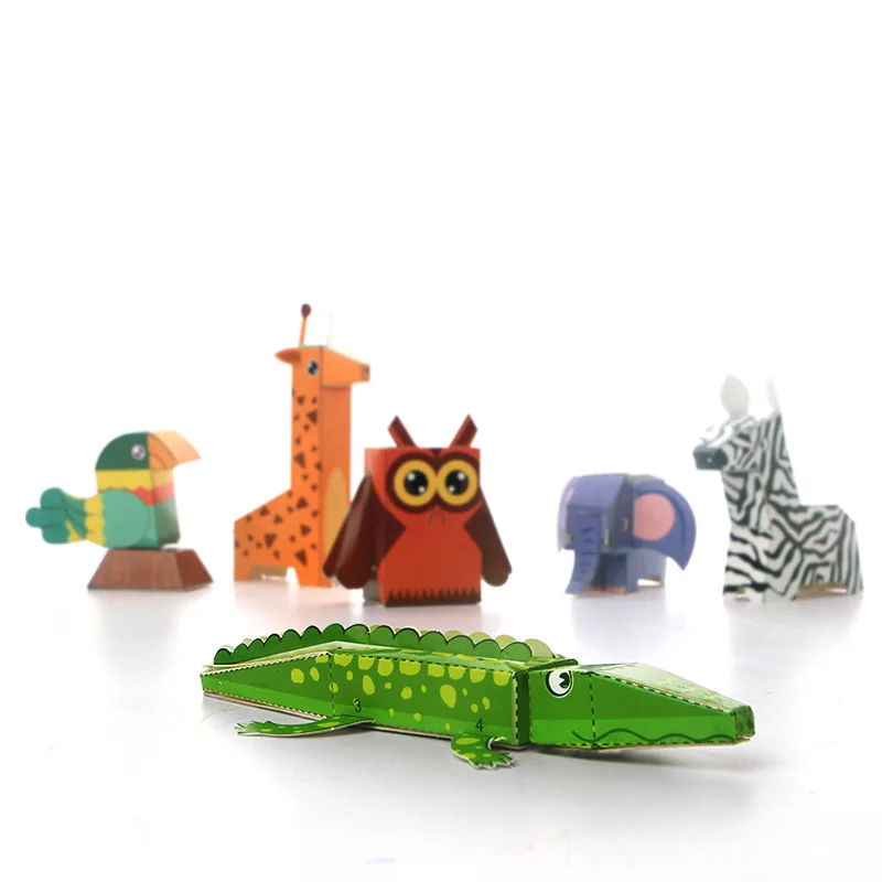 Baby Craft Toys Children DIY Origami Handmade Paper Cutting Folding Cartoon Animal 3D Three-Dimensional Kids Eductional Toy
