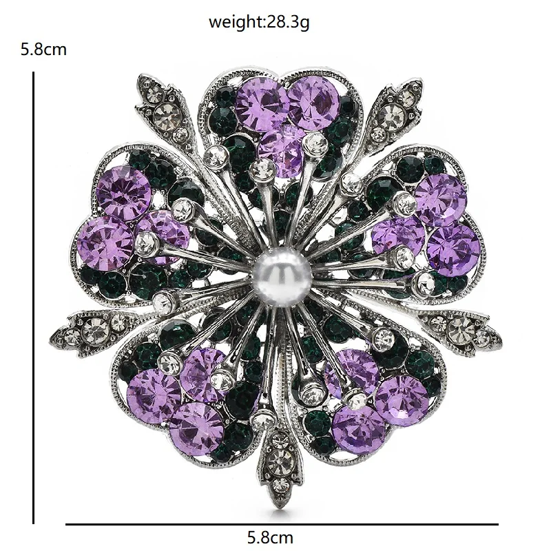 Wuli&baby Rhinestone Cherry Blossom Flower Brooch Pins 3-color Metal Plants For Women's Clothes Backpack Brooches Gifts gallery 1