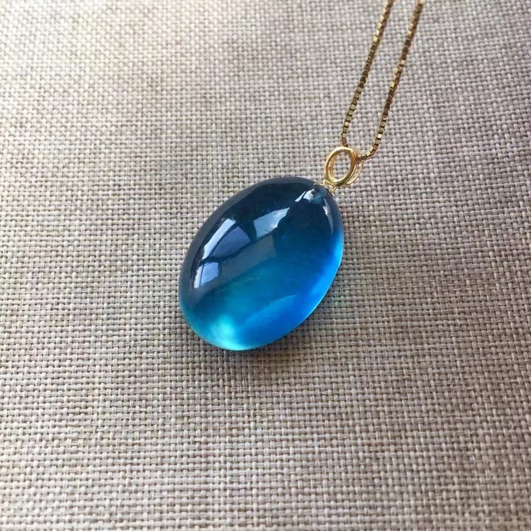 

Natural Blue Aquamarine Fish Pendant Aquamarine 20.4/14.8/9.5mm Oval Gold Women Fashion Jewelry AAAAAA