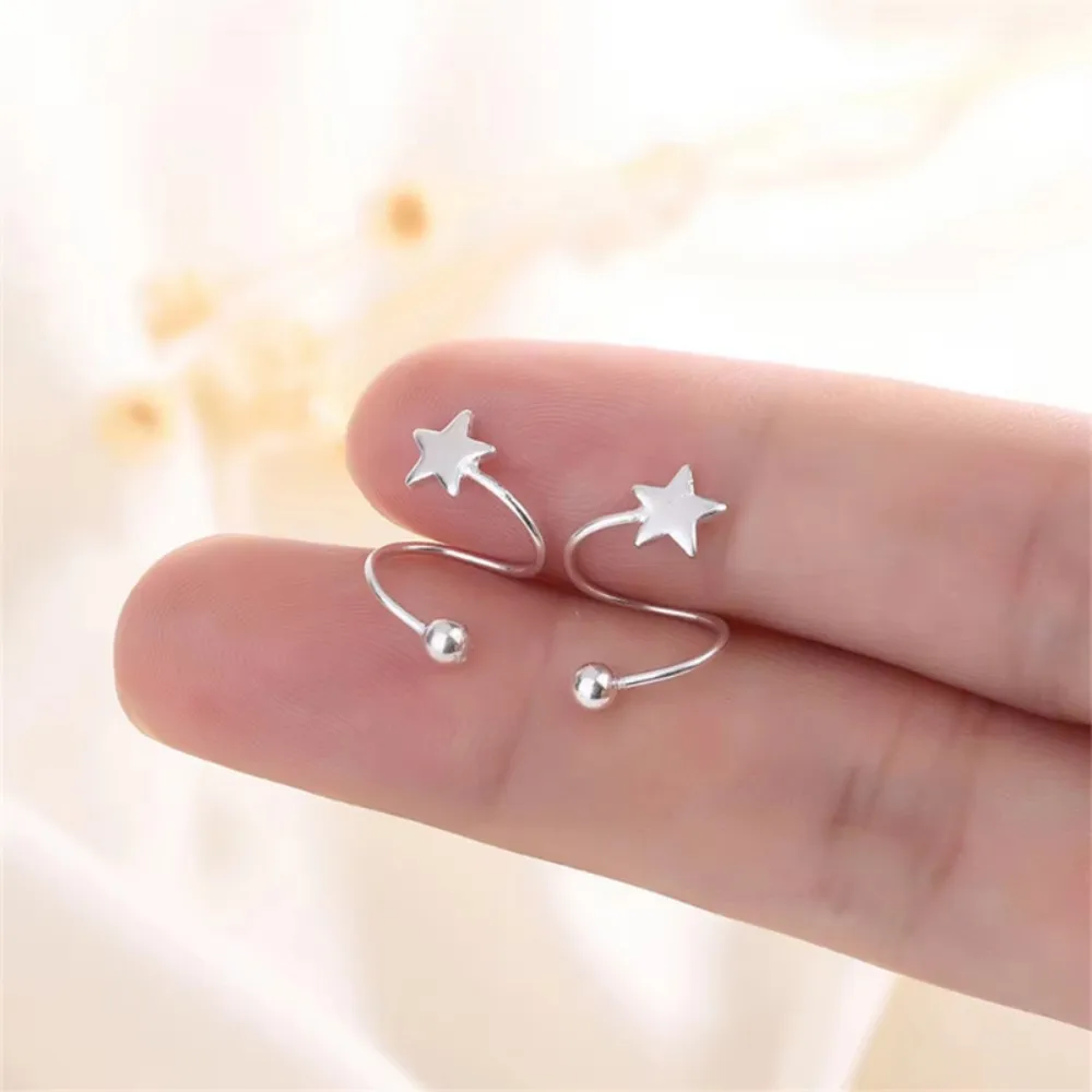 1 Pair Stainless Steel Spiral Twisted Lip Ring Tongue Piercing Heart Star Ear Cartilage Helix Stud Earring Jewelry Gifts JKC