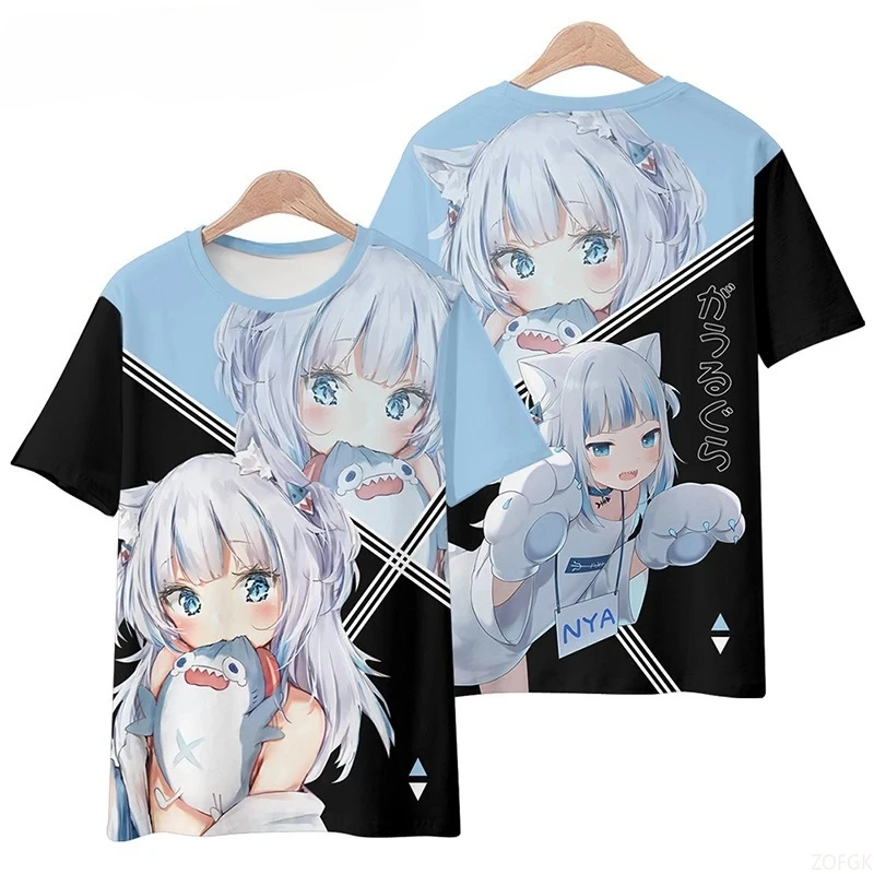Camiseta con estampado 3D de Shark Girl para hombre y mujer, camiseta de manga corta, camiseta informal de Anime Street Harajuku con cuello redondo, camiseta de Cosplay ﻿ ﻿