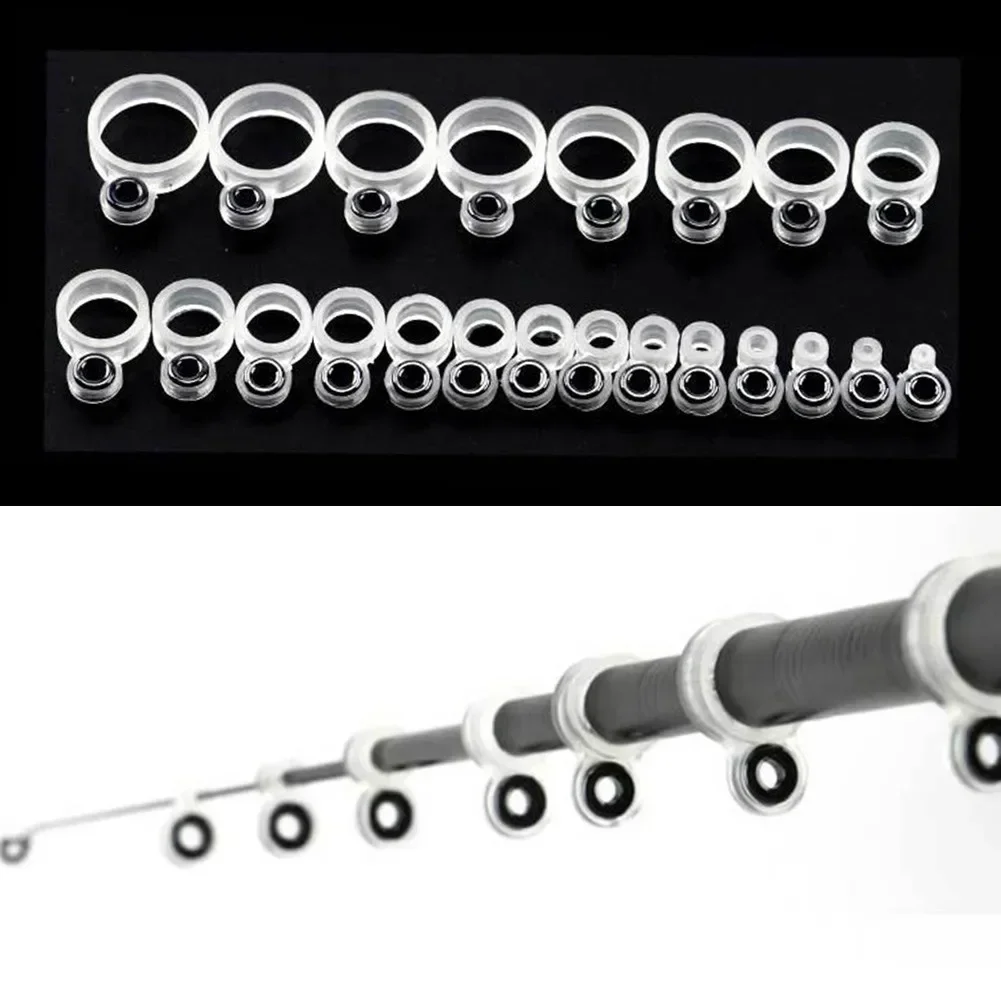 22/14ชิ้นซิลิโคนเบ็ดตกปลาลวดนำทางชุดเปลี่ยนปลายแหวนเซรามิกอุปกรณ์เสริมสำหรับตกปลากลางแจ้ง