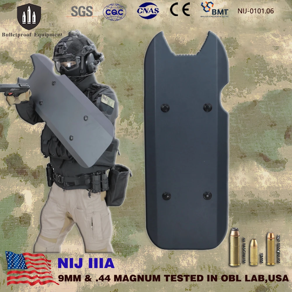 

ISO Certified Ultra-LightWeight Bulletproof Arm Ballistic Armored Steel NIJ IIIA .44mag Shield Protective RIOT Tactical Combat