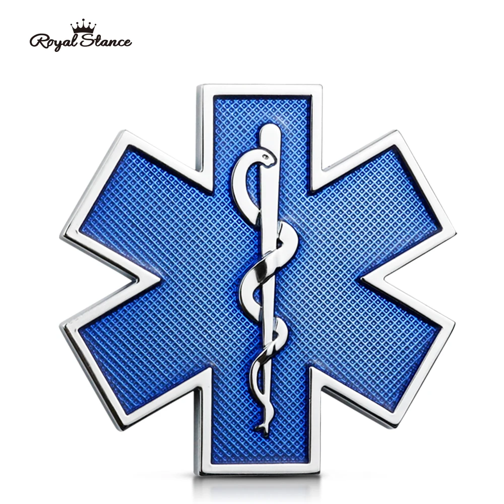 

Royal Stance Car Modified Metal Sticker Star Of Life Logo Blue Emergency Ambulance Logo Badge Car Trunk Decoration Accessories