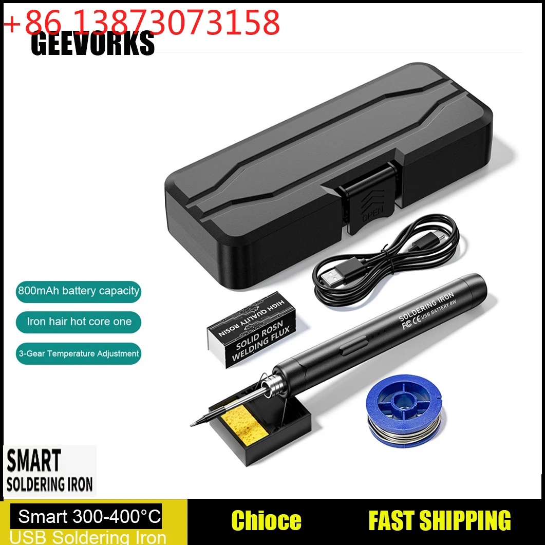 

Smart Electric Soldering Iron Kit 800mAh 5V 8W Mini Wireless Adjustable Temperature 300-450℃ Intelligent Welding Soldering Tool