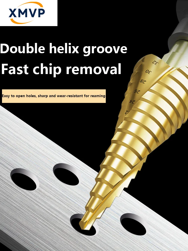 Punta da trapano pagoda estesa, trapano a mano, apri foro a spirale per la lavorazione del legno ad alta durezza, trapano a gradini, lamiera di ferro conica e boa per legno