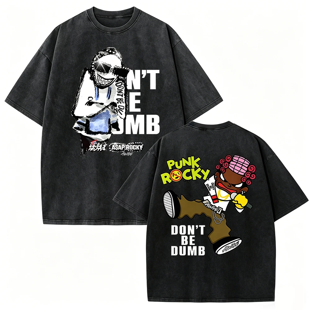 Asap-Rocky Don’t Be Dumb Tour 2026 Vintage Washed T-shirt Unisex Oversized Cotton Streetwear Hip Hop Graphic Print Tee Tops