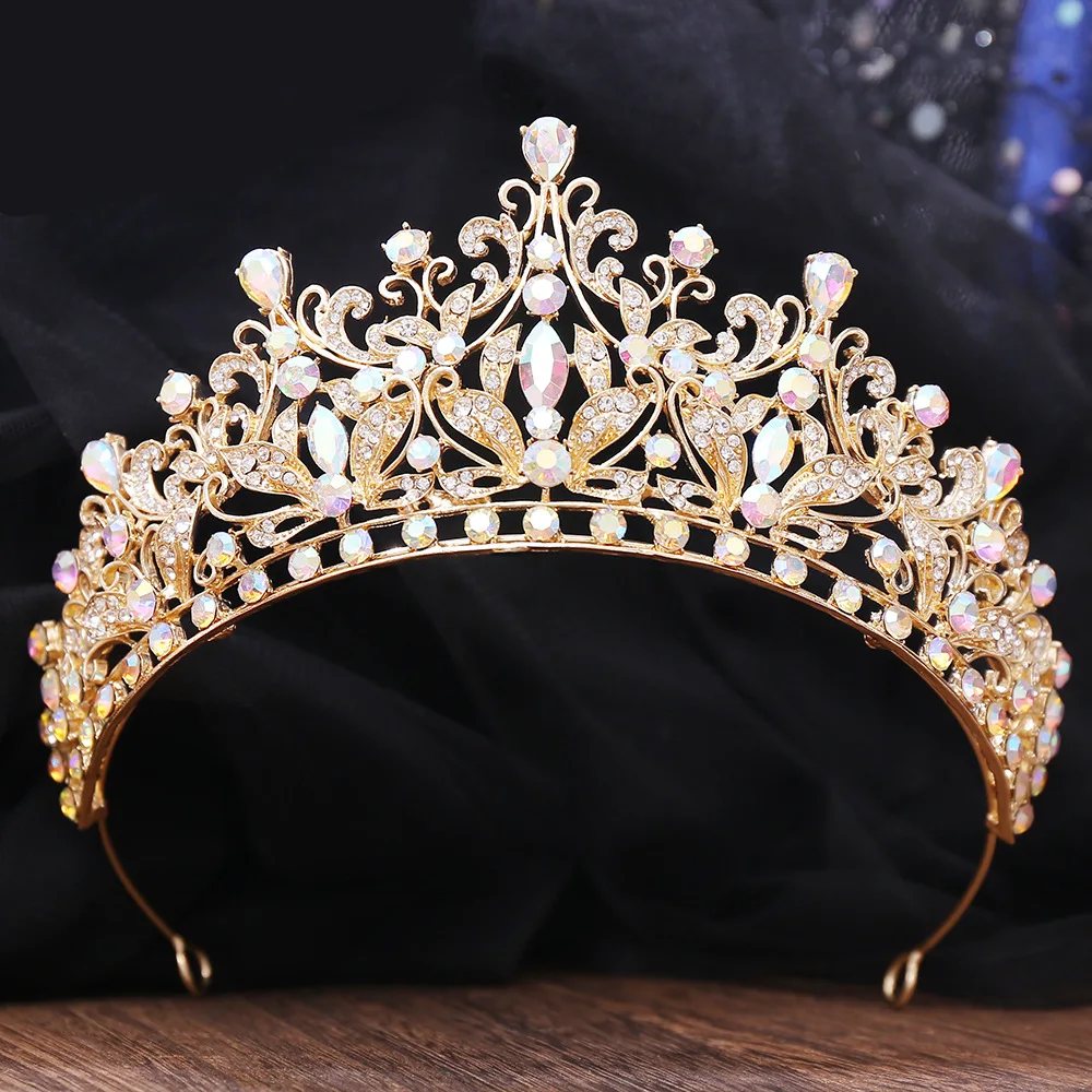 Luxury Floral Crystal Wedding Crowns Cubic Zirconia Tiaras Handmade CZ Bridal Headdress Diadems Birthday Party Hair Accessories