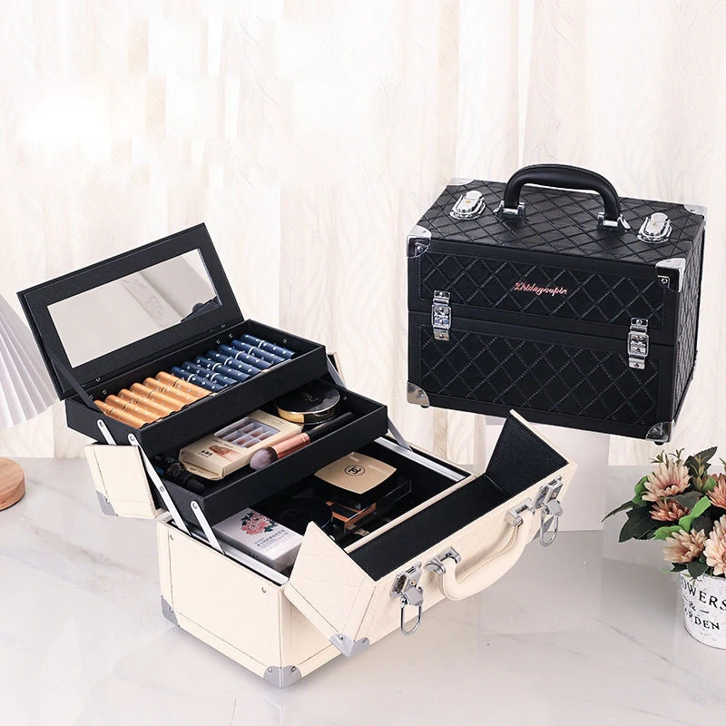 New Beauty Makeup Box Artist Professional Cosmetic Cases Make Up Tattoo Nail Multilayer Toolbox Storage Organizer Suitcase Bag