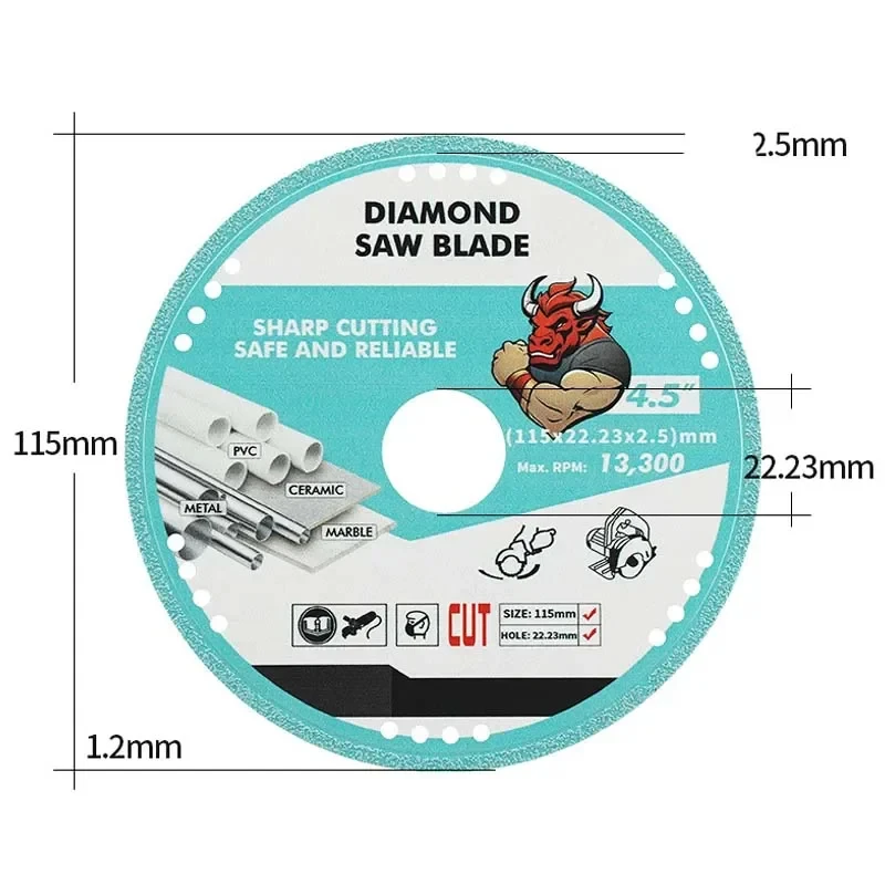 Brazed Diamond Saw Blade For Steel Metal Stone Cast Iron Rebar Aluminum All Purpose Demolition Contractors Cutting Disc