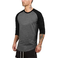 Patchwork Tee For Mens Casual Vintage Cool Slim Fit 3/4 Sleeve Hiking Baseball T Shirts Comfortable Art Painting Trend Tees