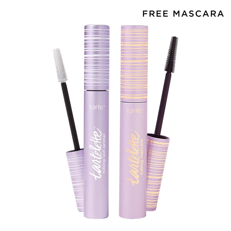 Set de Máscara y Prebase para Pestañas Lash Cocktail Tubing de Tarte, Kit de Maquillaje de Larga Duración con Prebase Voluminizadora para Pestañas Tartelette