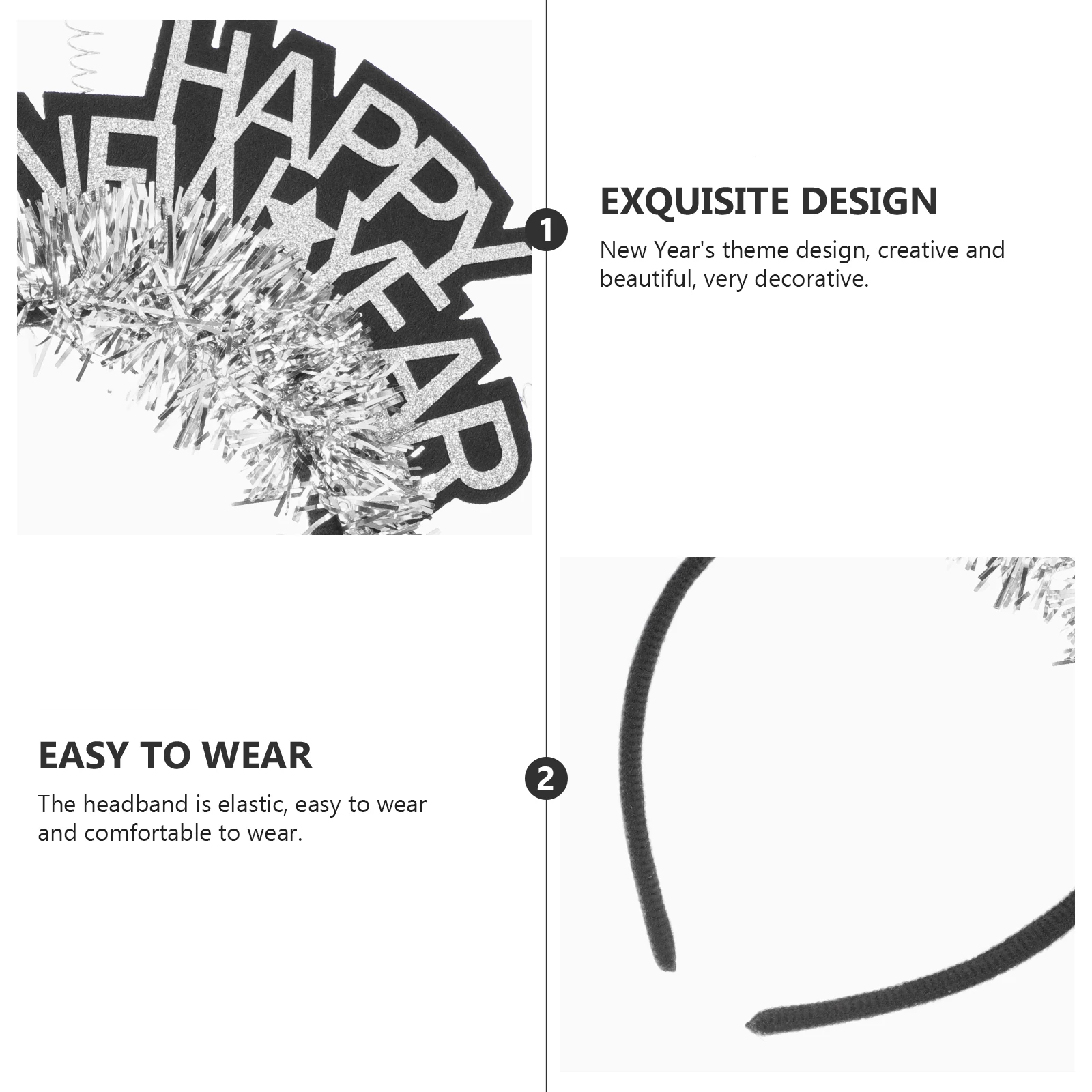 

5Pcs New Year Headbands Premium Fun Party Favors for Adults Photo Booth Props Festival Hair Accessories Happy New Year Eve