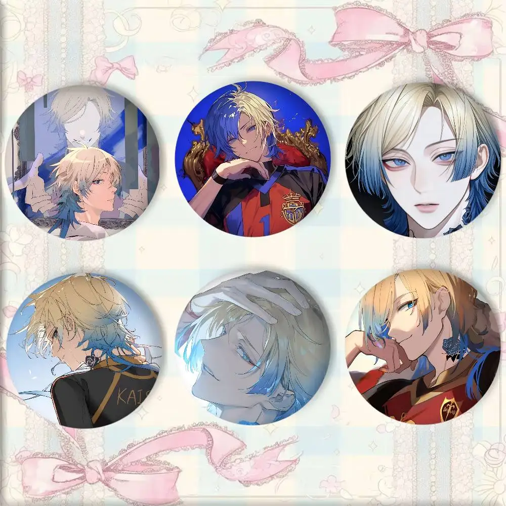 Classic Anime B-Blue Lock Michael Kaiser Manga Badges Round Cosplay Pin Bag Decor Fans Collect Friends Gifts Brooch view 2