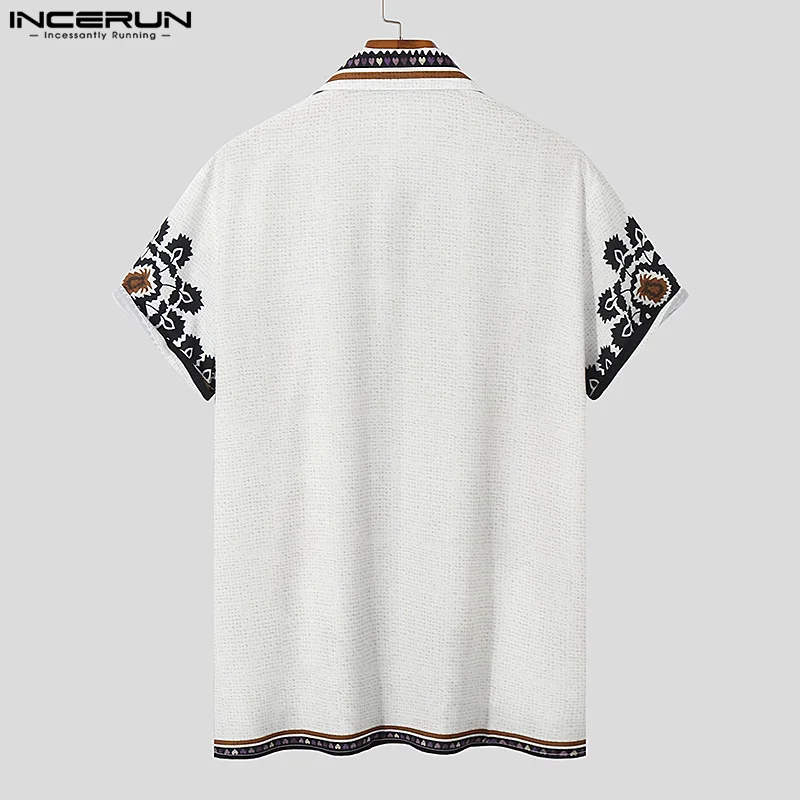 INCERUN Men Casual Shirt Printing 2023 Lapel Button Short Sleeve Summer Men Clothing Vacation Vintage Streetwear Camisas S-5XL 7