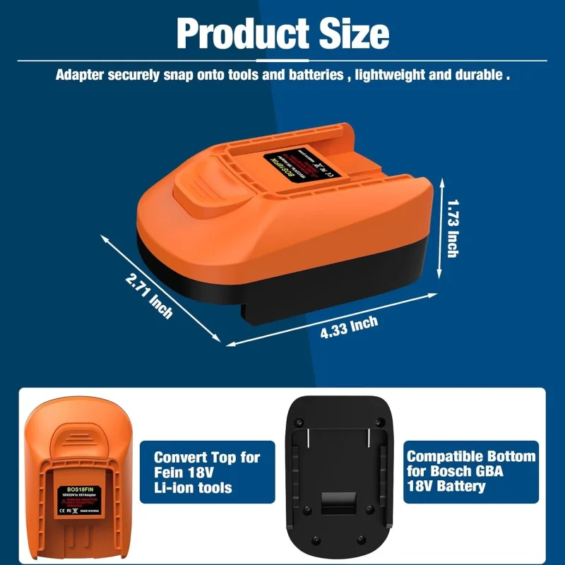 BOS18FIN For Bosch 18V GBA BAT618 BAT622 Li-ion Battery Adapter Converter to for Fein Cordless Power Tool Drill