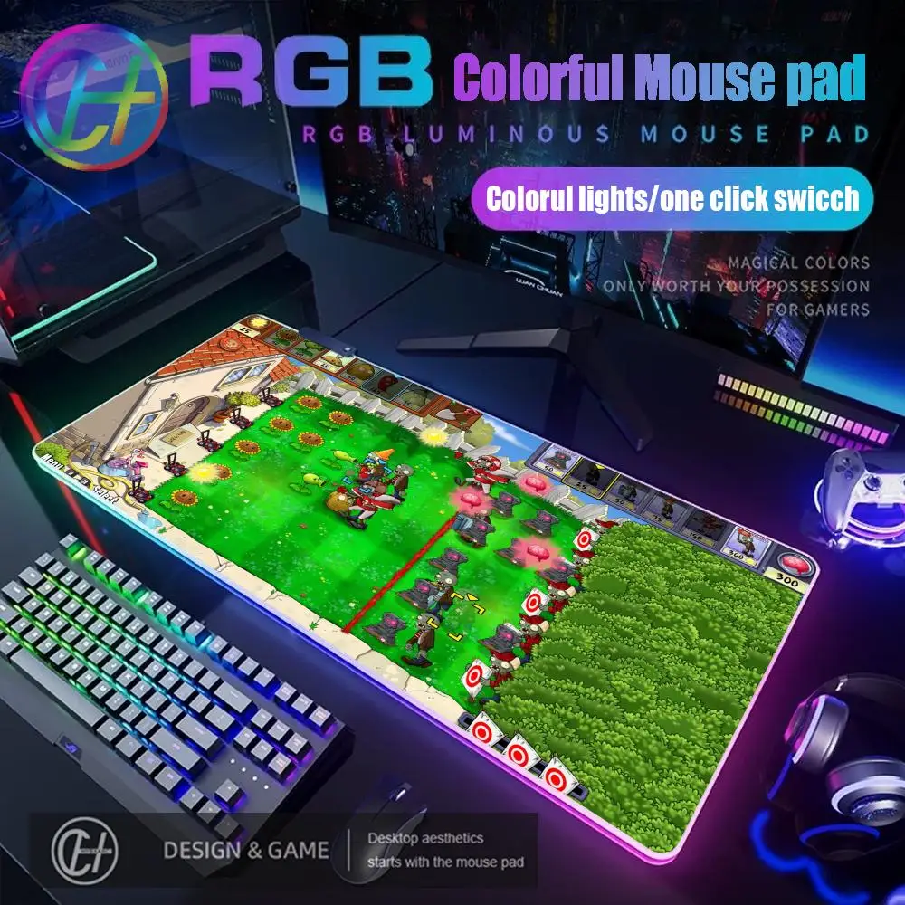 RGB PLANTS VS ZOMBIE PVZ MAPS Mouse Pad XXL Tapete de mesa para teclado tapis de souris teclado mecânico Deskpad Acessórios para laptop XAXC