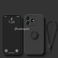 For Nubia V60 Design Case Soft TPU Metal Magnetic Phone Holder Protective Cover Silicone Lanyard Short Rope