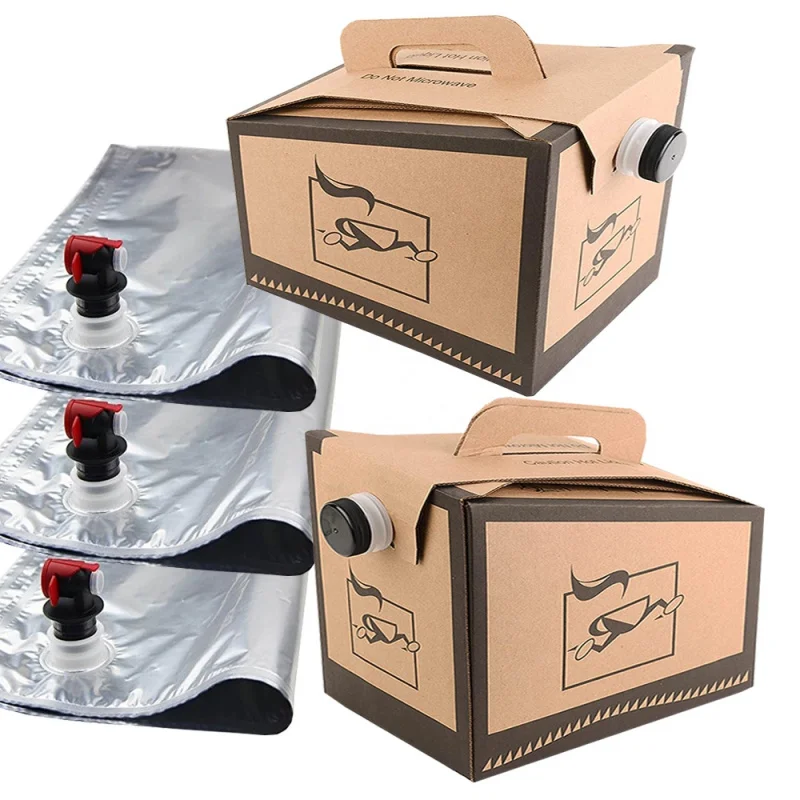 2025 customized.1-220L Aluminum BIB bag in box wine beverage coffee packaging bag with dispenser tap in box