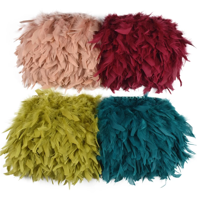 10 metros de plumas de pavo esponjosas, cinta con flecos, plumas de marabú en cinta, adornos de costura, decoración de ropa DIY