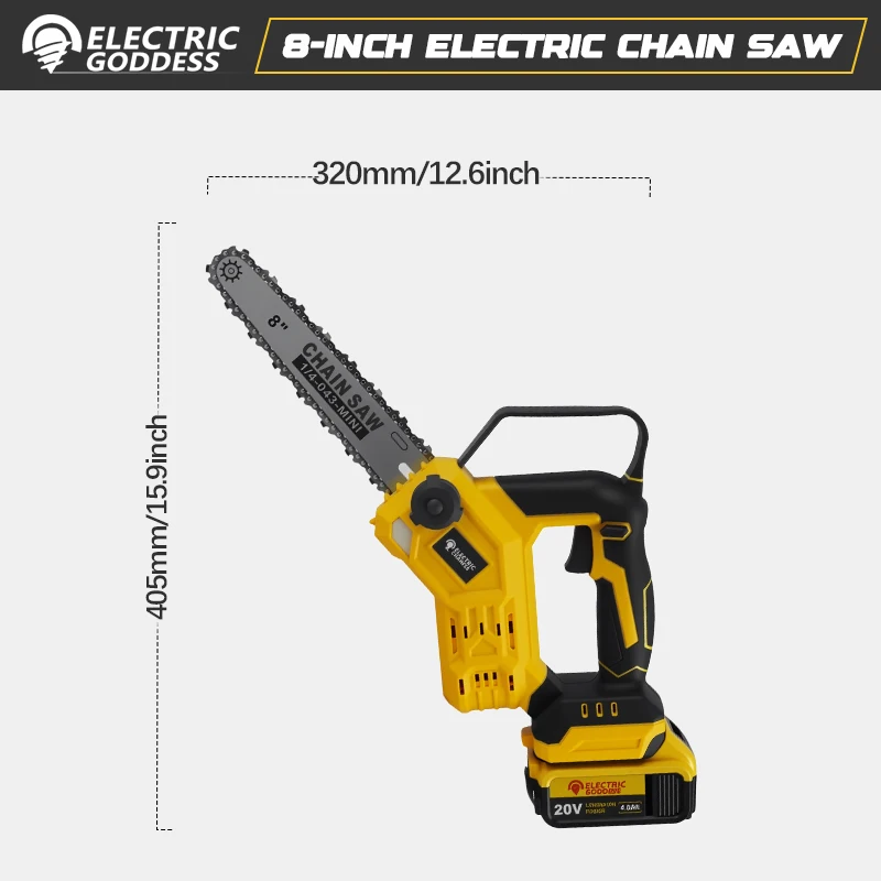 Electric Goddess Brushless Electric Chainsaw Cordless Electric Saw Woodworking Garden Pruning Saw For Dewalt 20V Battery Pin