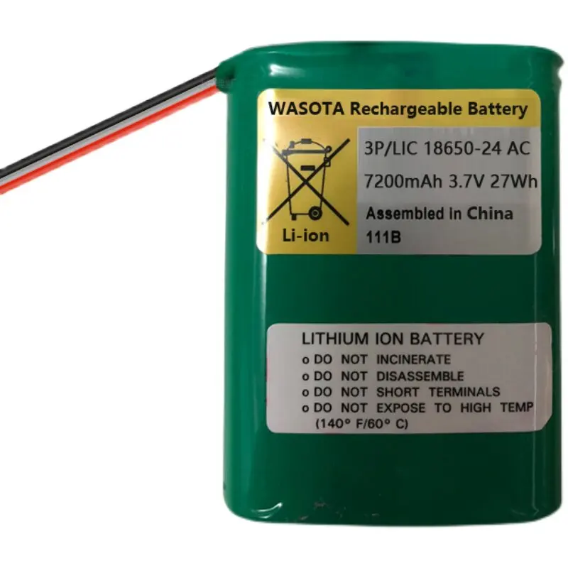 3.7V 7200mAh 27Wh 3P/LIC18650-24 AC WASOTA rechargeable battery pack 3 wires