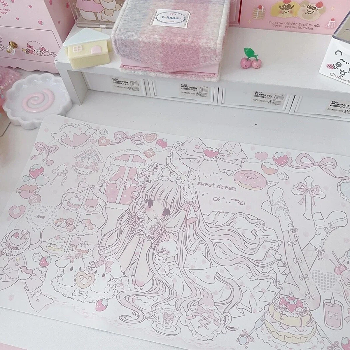 كمبيوتر محمول كبير ماوس لطيف Kawaii أنيمي فتاة هدية مكتب حصيرة غرفة نوم طالب تحديد الموقع لوحة مفاتيح الكمبيوتر المضادة للانزلاق الوردي ماوس الوسادة