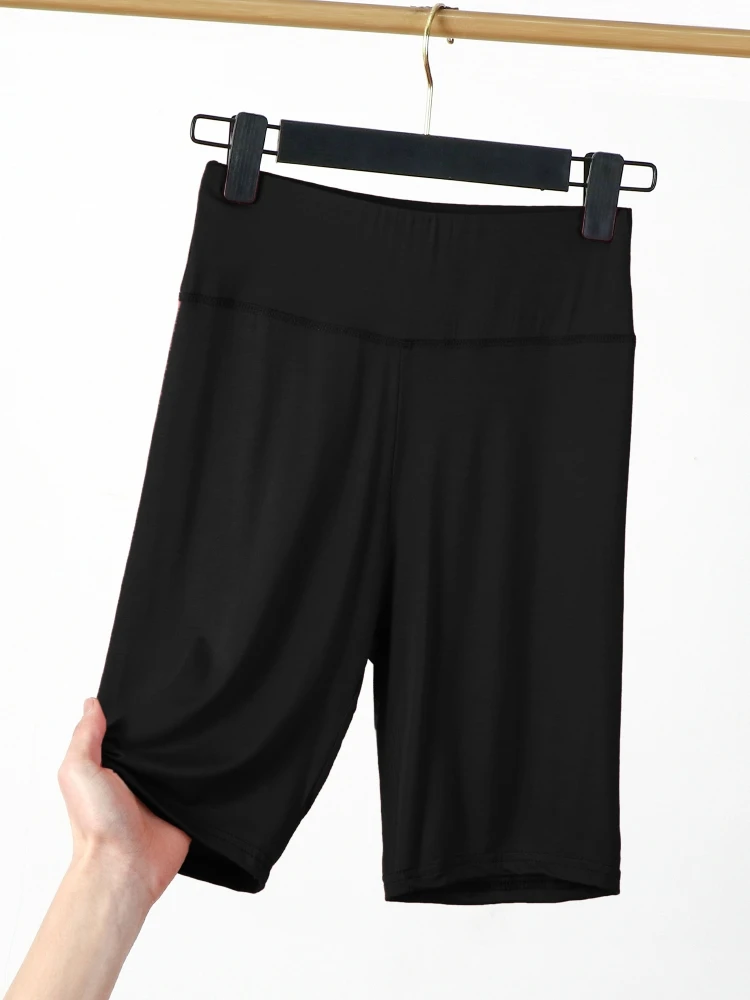 High-Waist Abdomen-Shaping Modal Women's Shorts Elastic Tight Fit Three-Quarter Length Sports Base Layer Pants Summer Anti-Light
