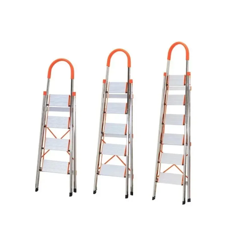 Manufacturer's household ladder D-type household stainless steel ladder, portable herringbone ladder folding ladder four steps