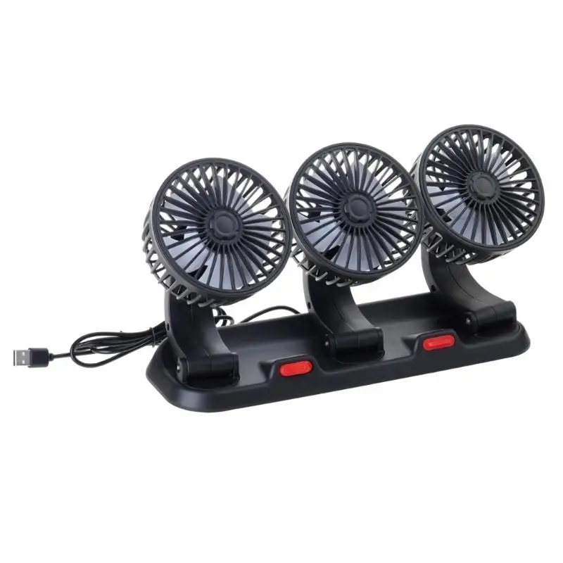 R53C Electric Car Cooling Fan USB 5V 12V 24V 360Adjustable 3 Head Cooling Air Fan