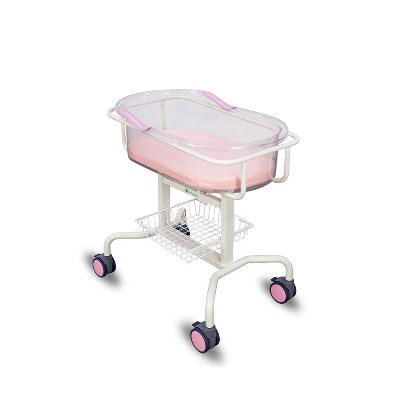 Snsek-SBC305 Medical Mobile Hospital Baby Crib Plastic Movable baby Bassinet With Mosquito Net Pediatric Bed